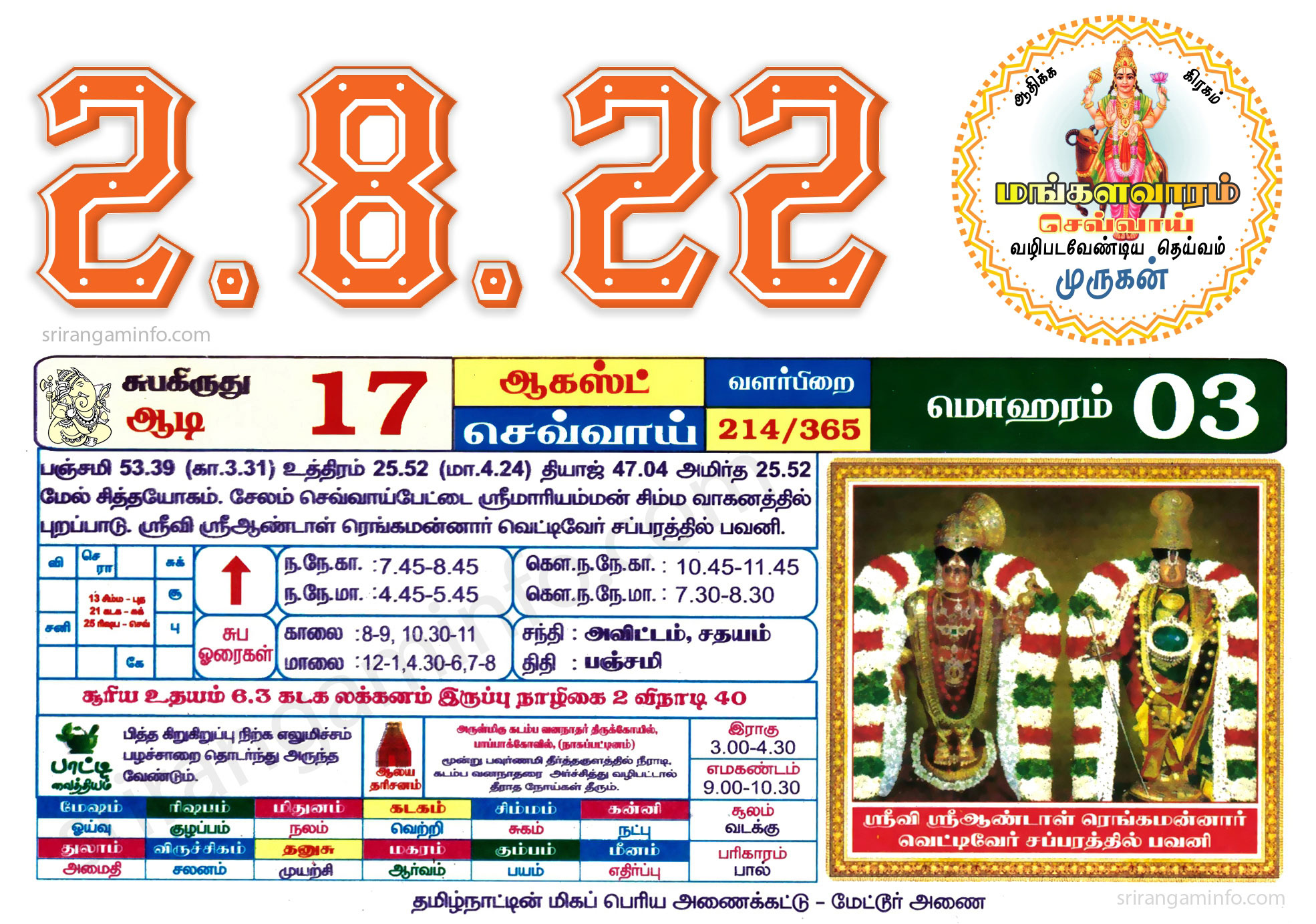Tamil daily Calendar, Tamil Calendar