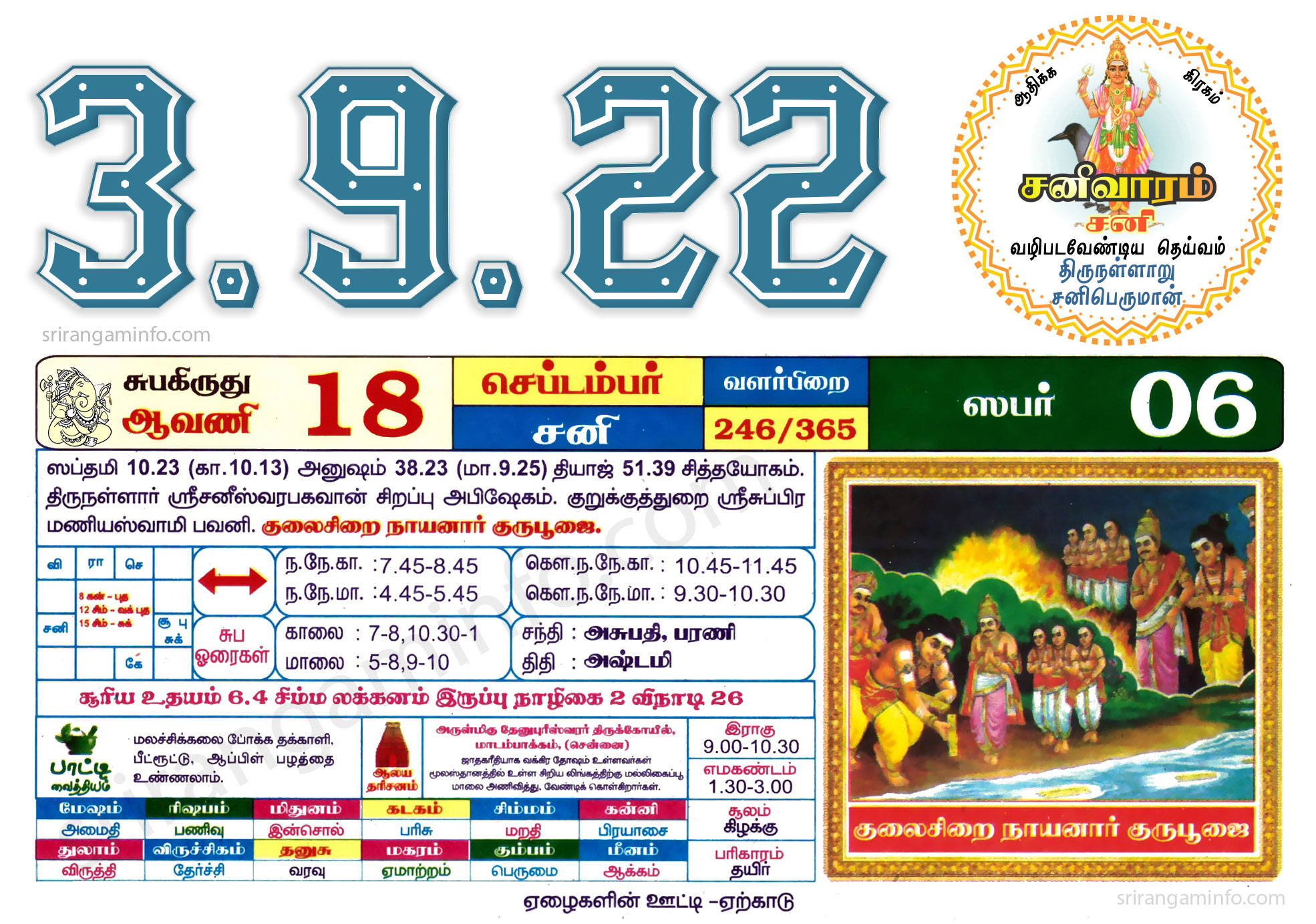 Tamil daily Calendar, Tamil Calendar