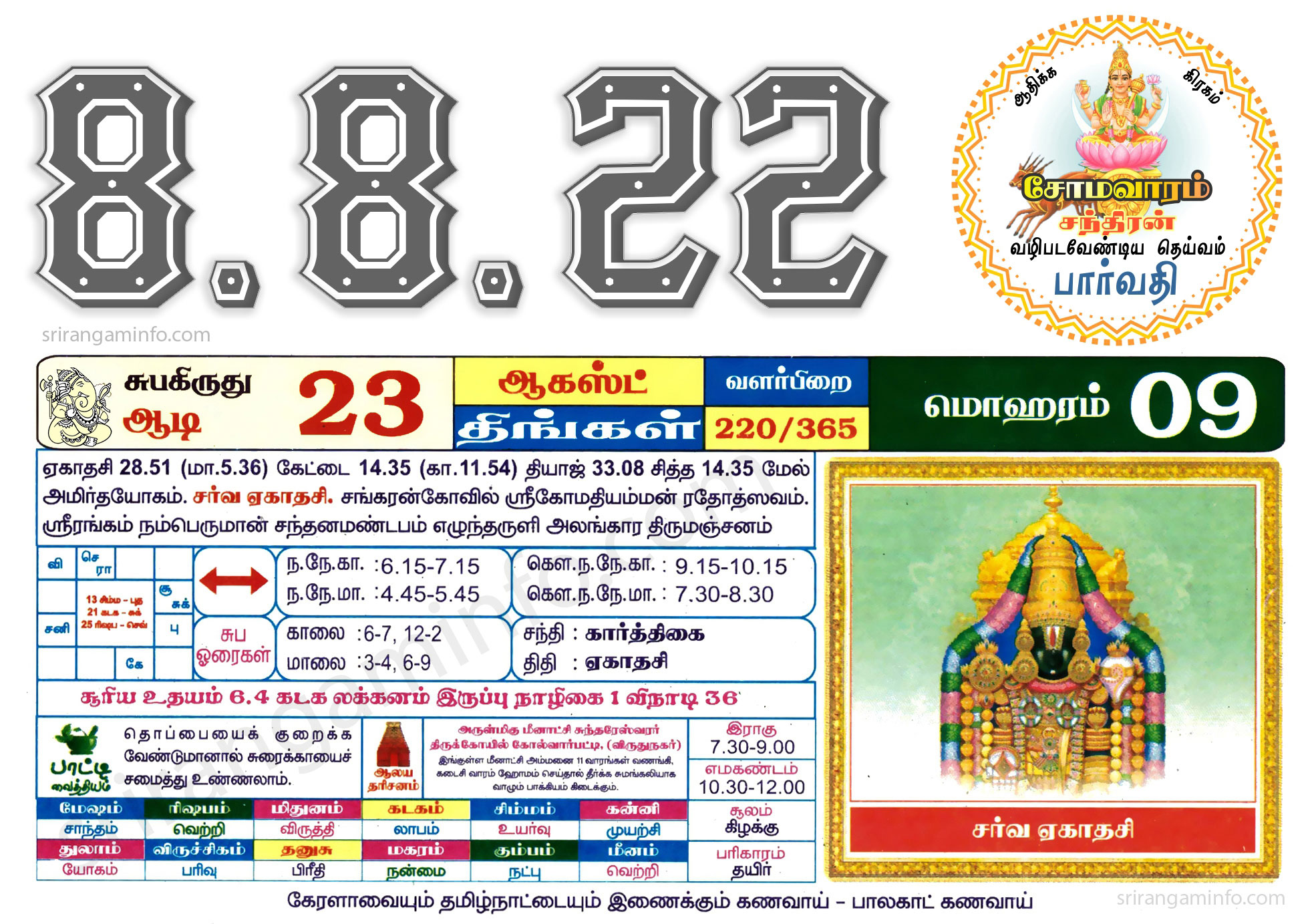 Tamil daily Calendar, Tamil Calendar