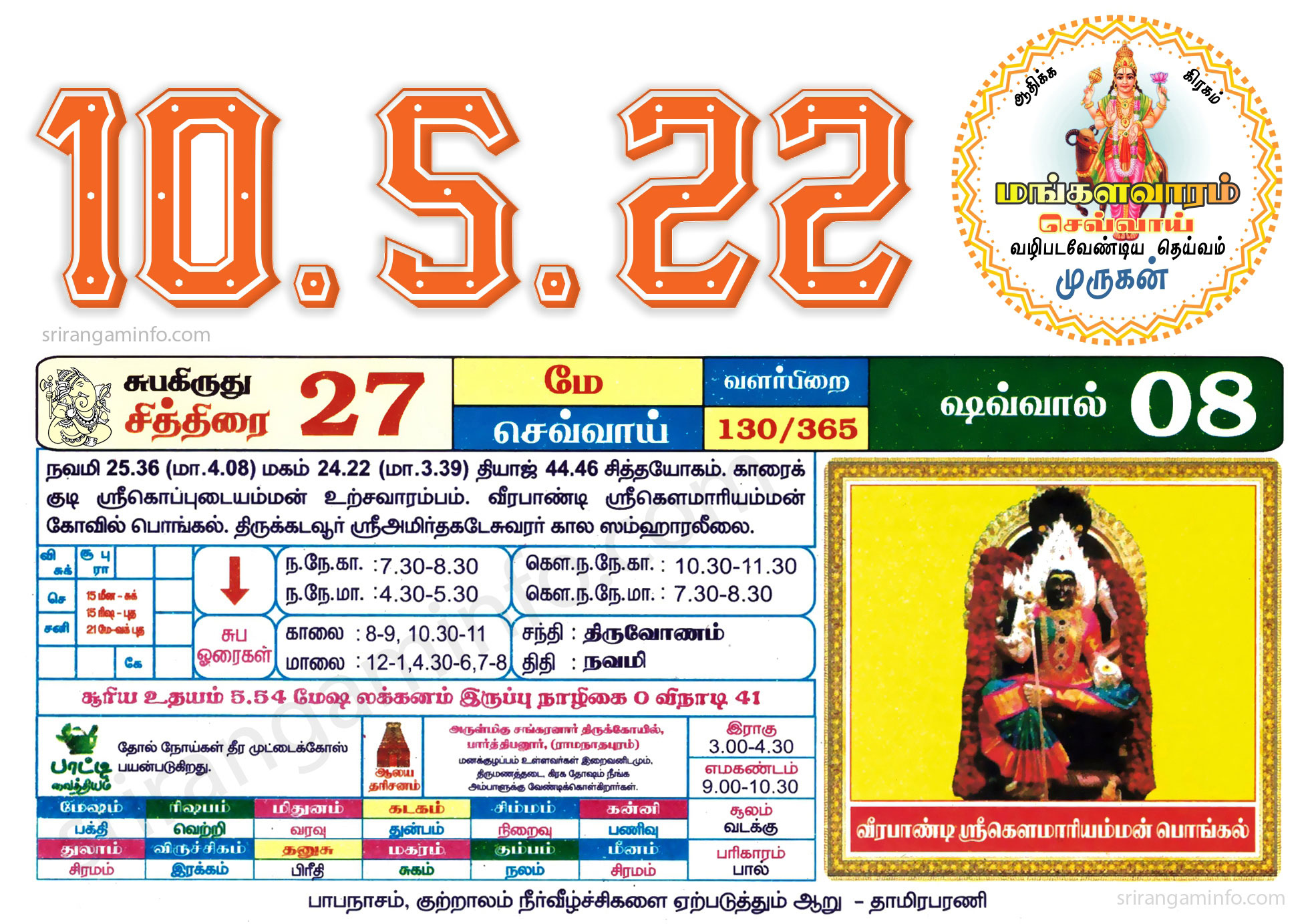 Tamil daily Calendar, Tamil Calendar