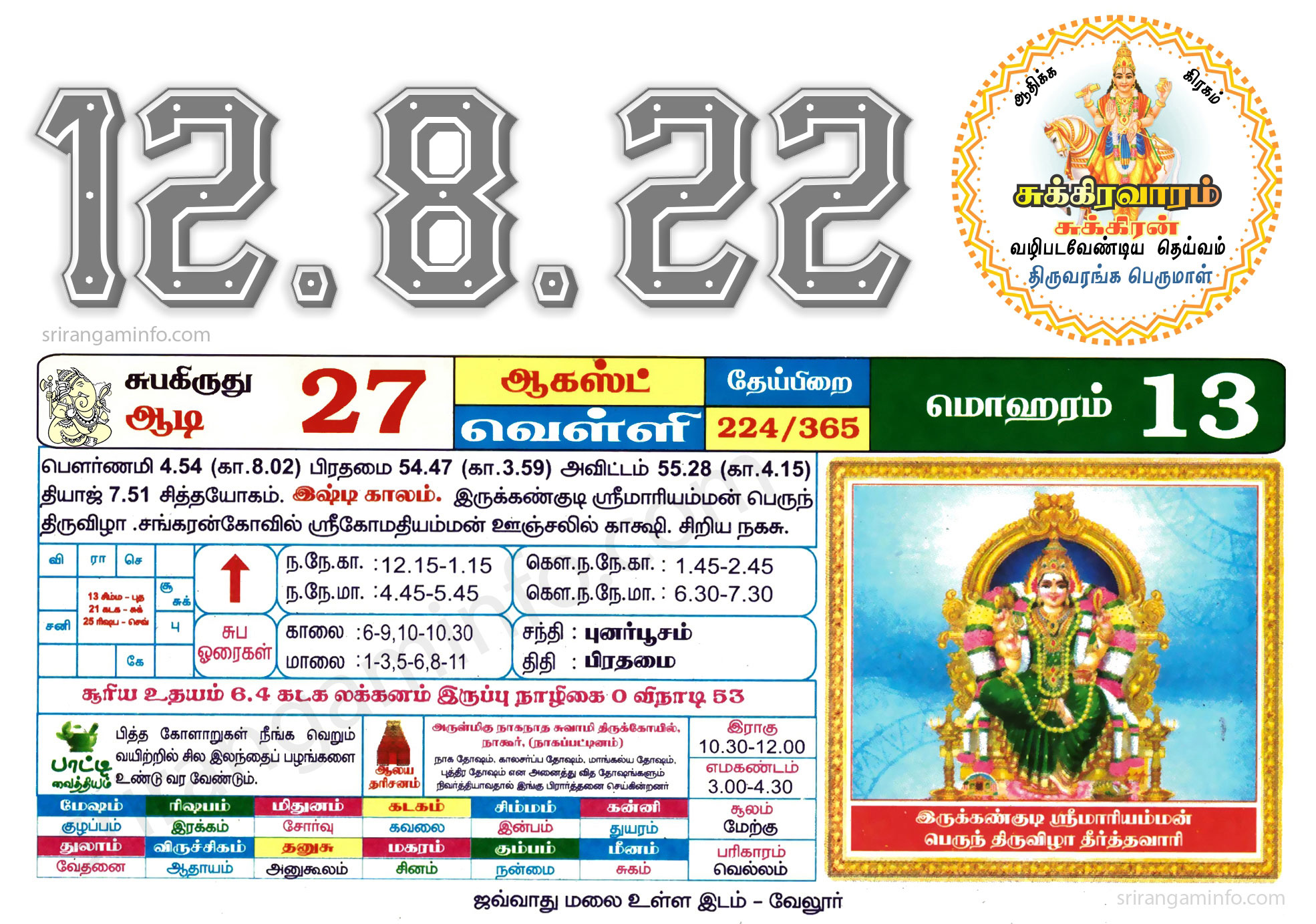 Tamil daily Calendar, Tamil Calendar