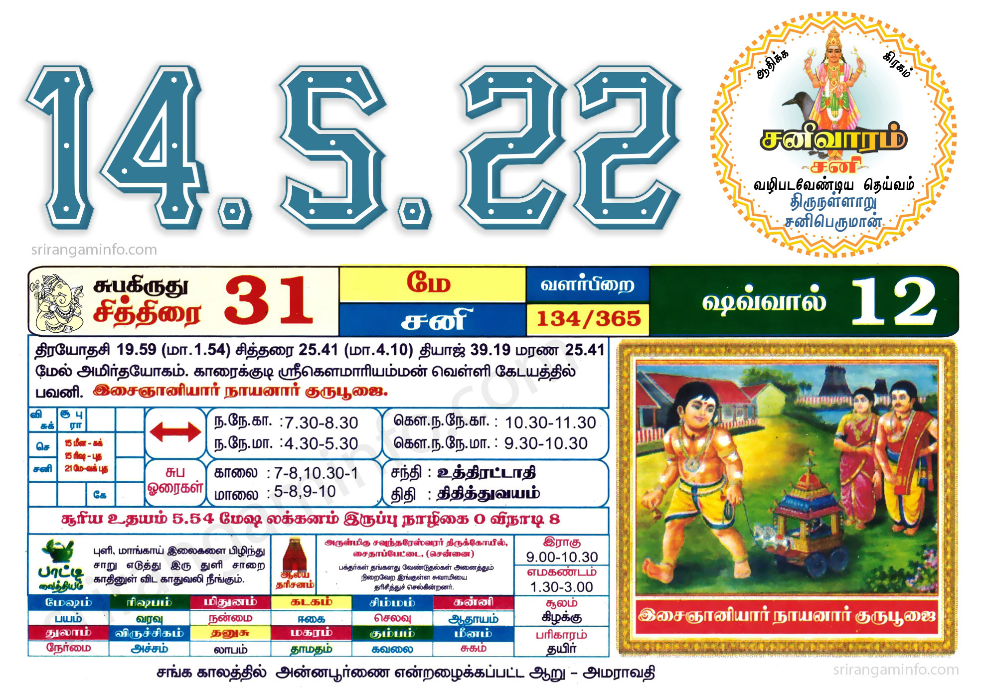 Tamil daily Calendar, Tamil Calendar