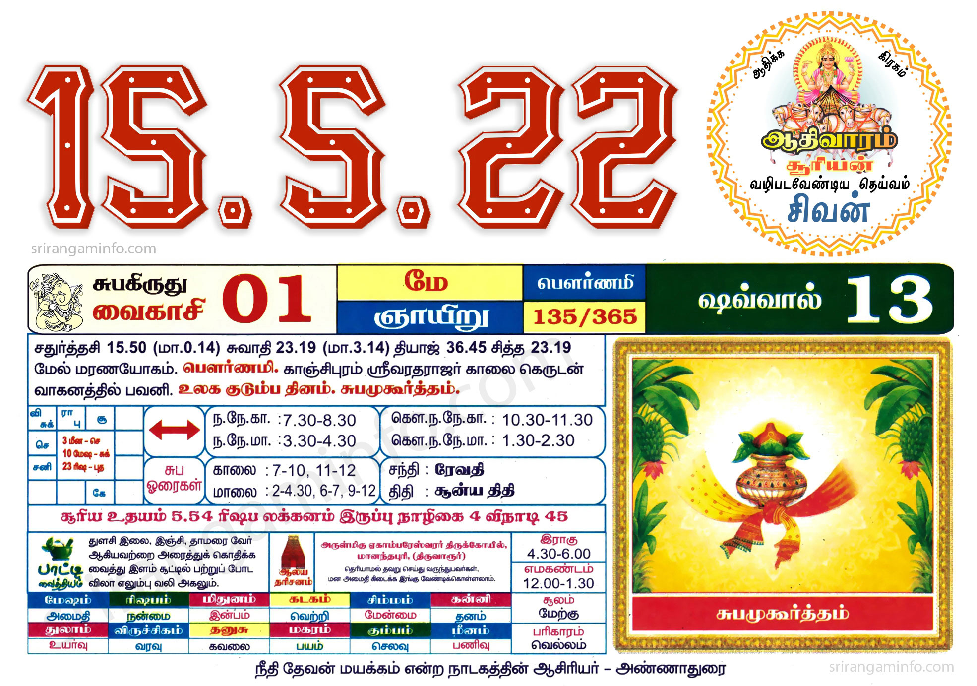 Tamil daily Calendar, Tamil Calendar