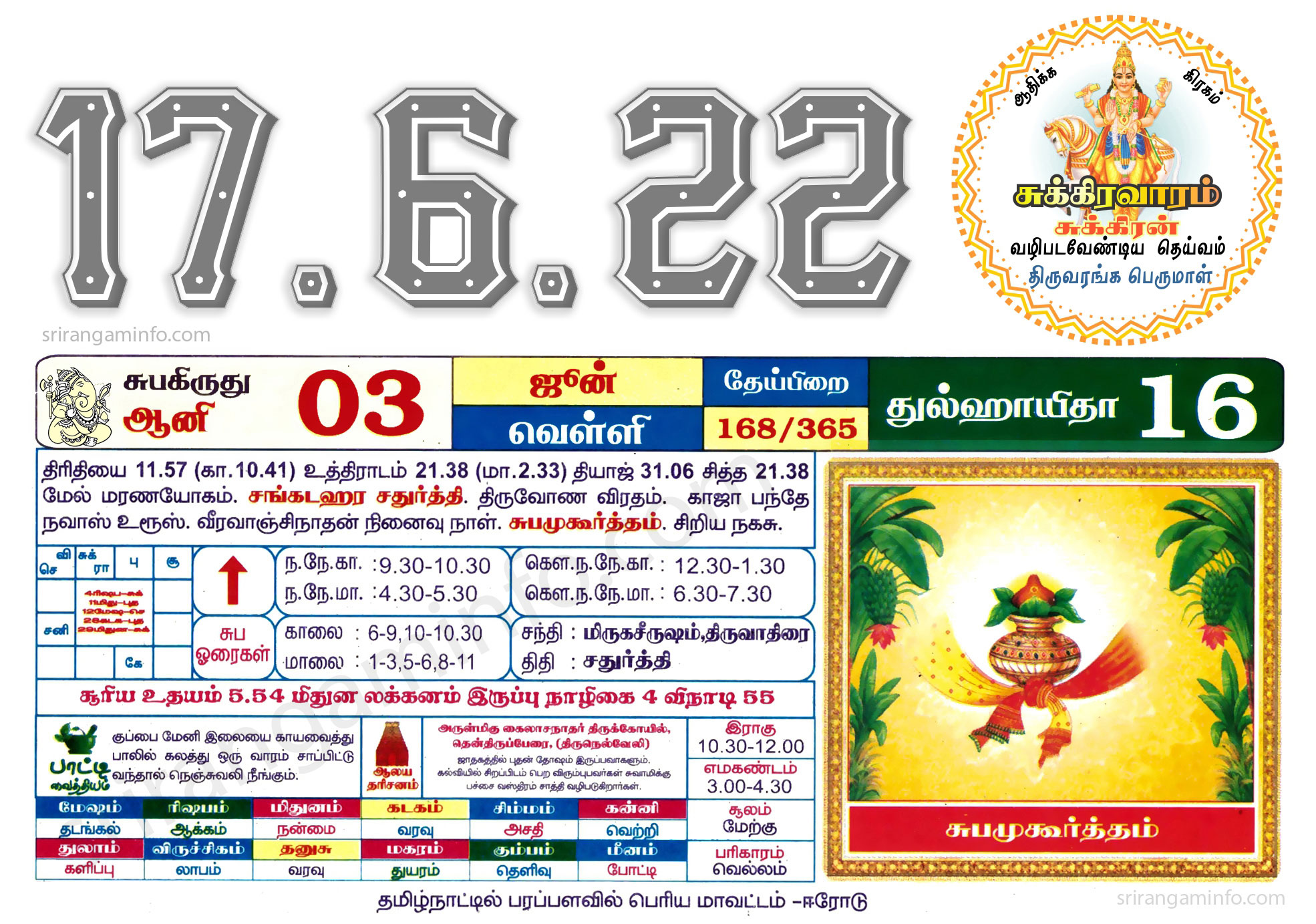 Tamil daily Calendar, Tamil Calendar