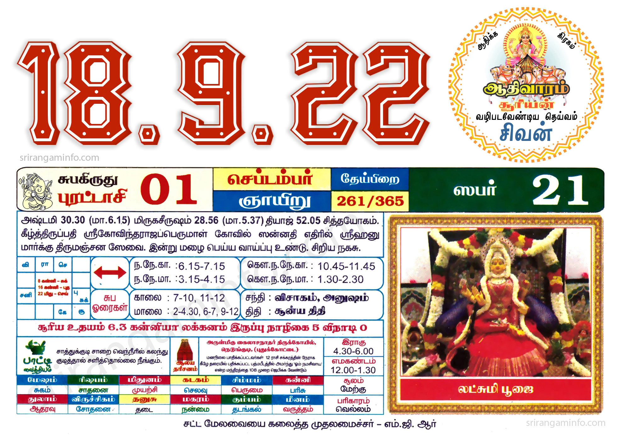 Tamil daily Calendar, Tamil Calendar