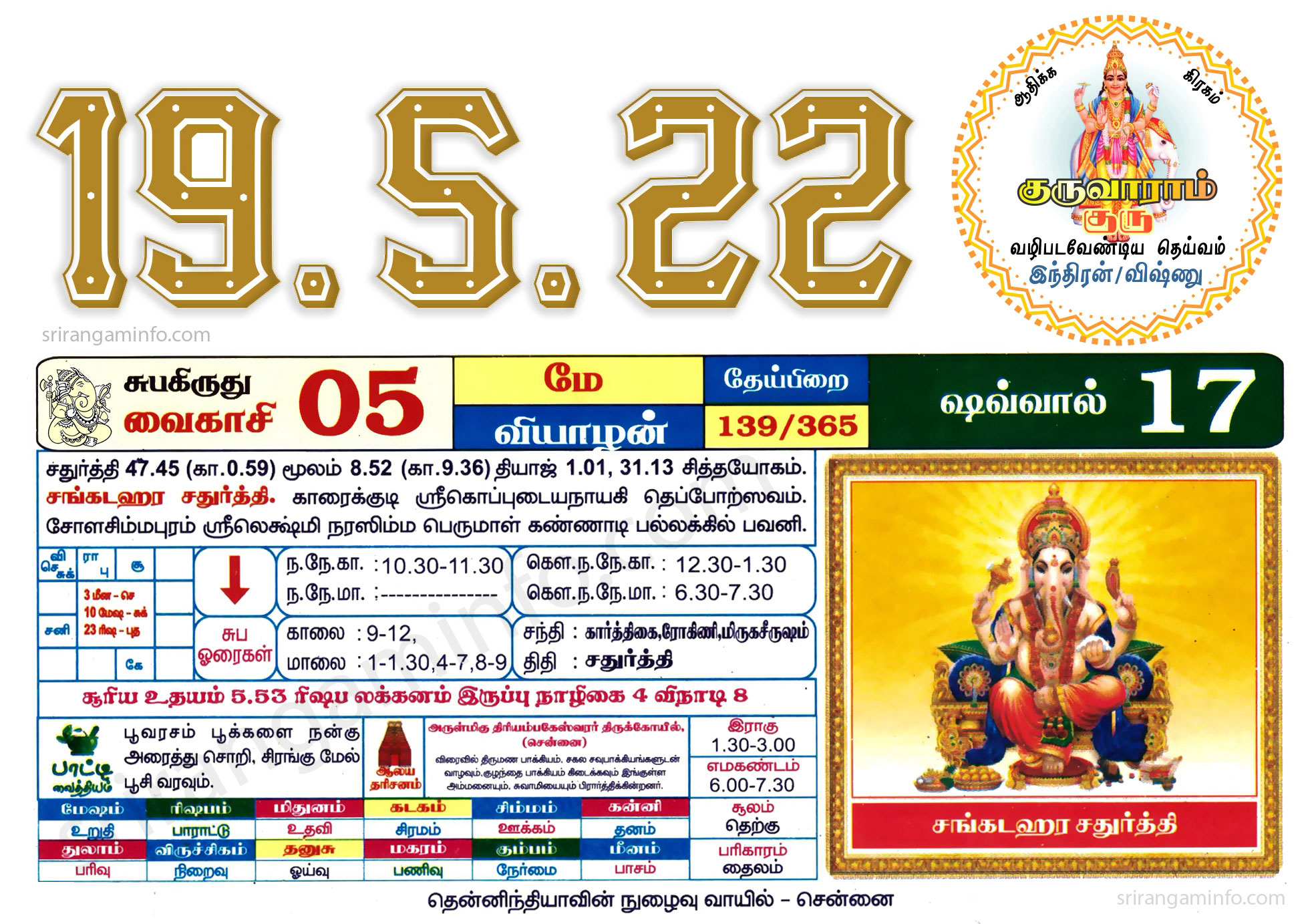 Tamil daily Calendar, Tamil Calendar
