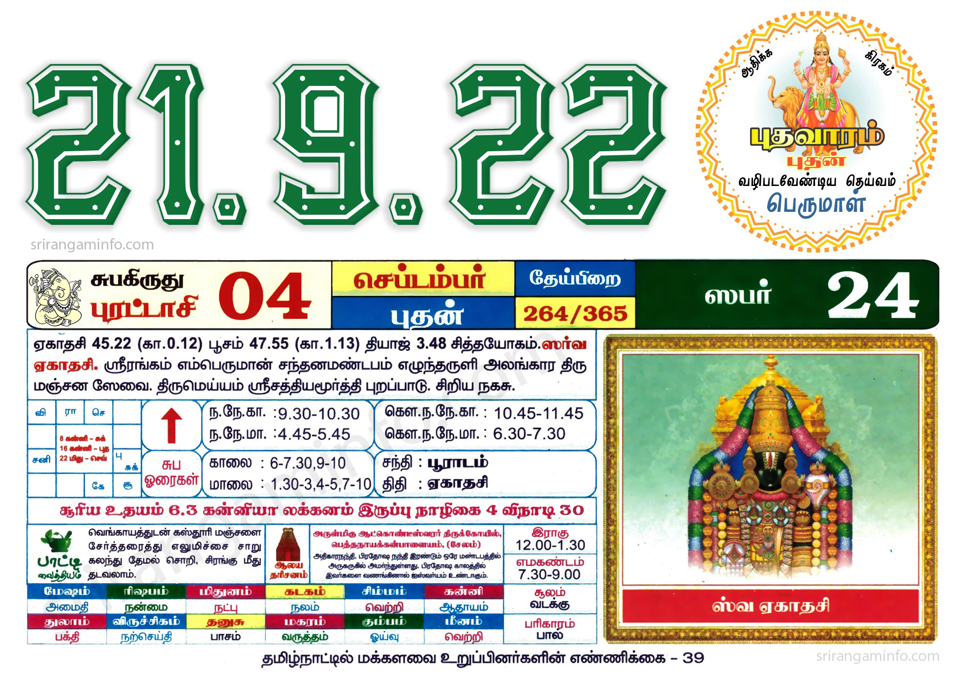 Tamil daily Calendar, Tamil Calendar