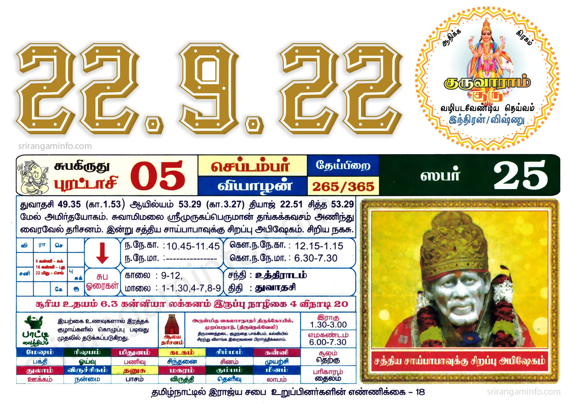 Tamil daily Calendar, Tamil Calendar