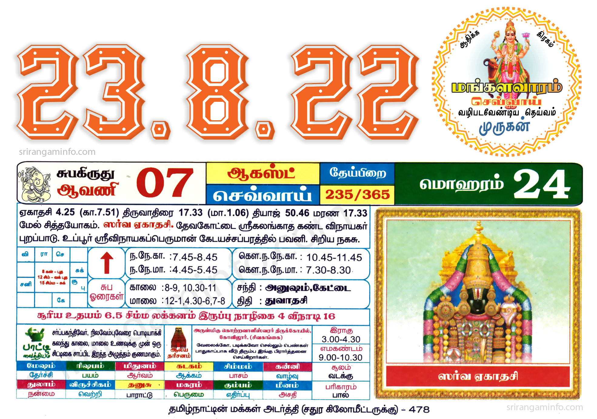 Tamil daily Calendar, Tamil Calendar