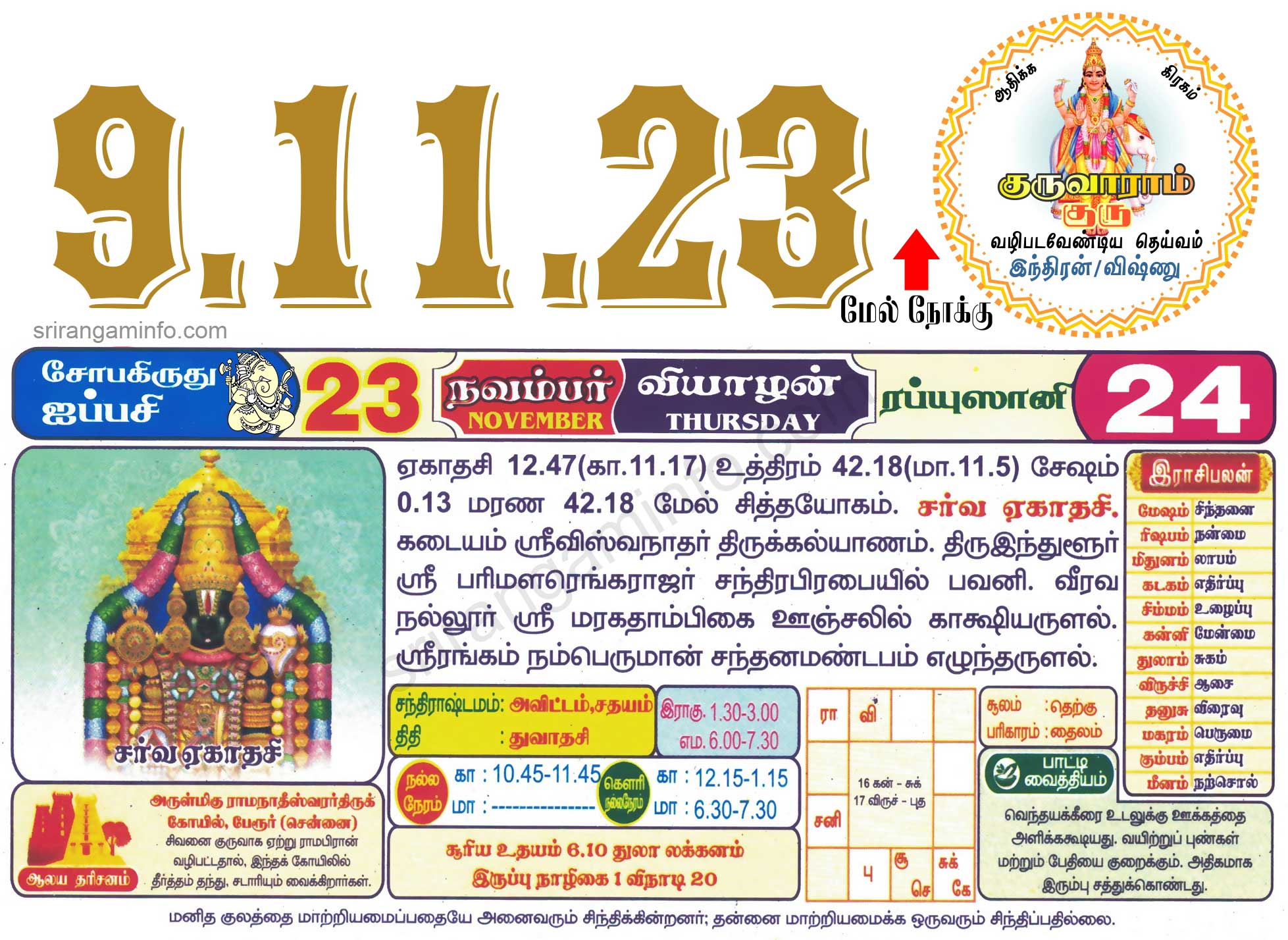Tamil daily Calendar, Tamil Calendar