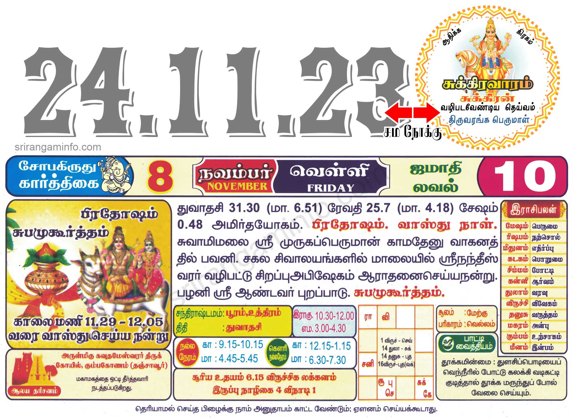 Tamil daily Calendar, Tamil Calendar