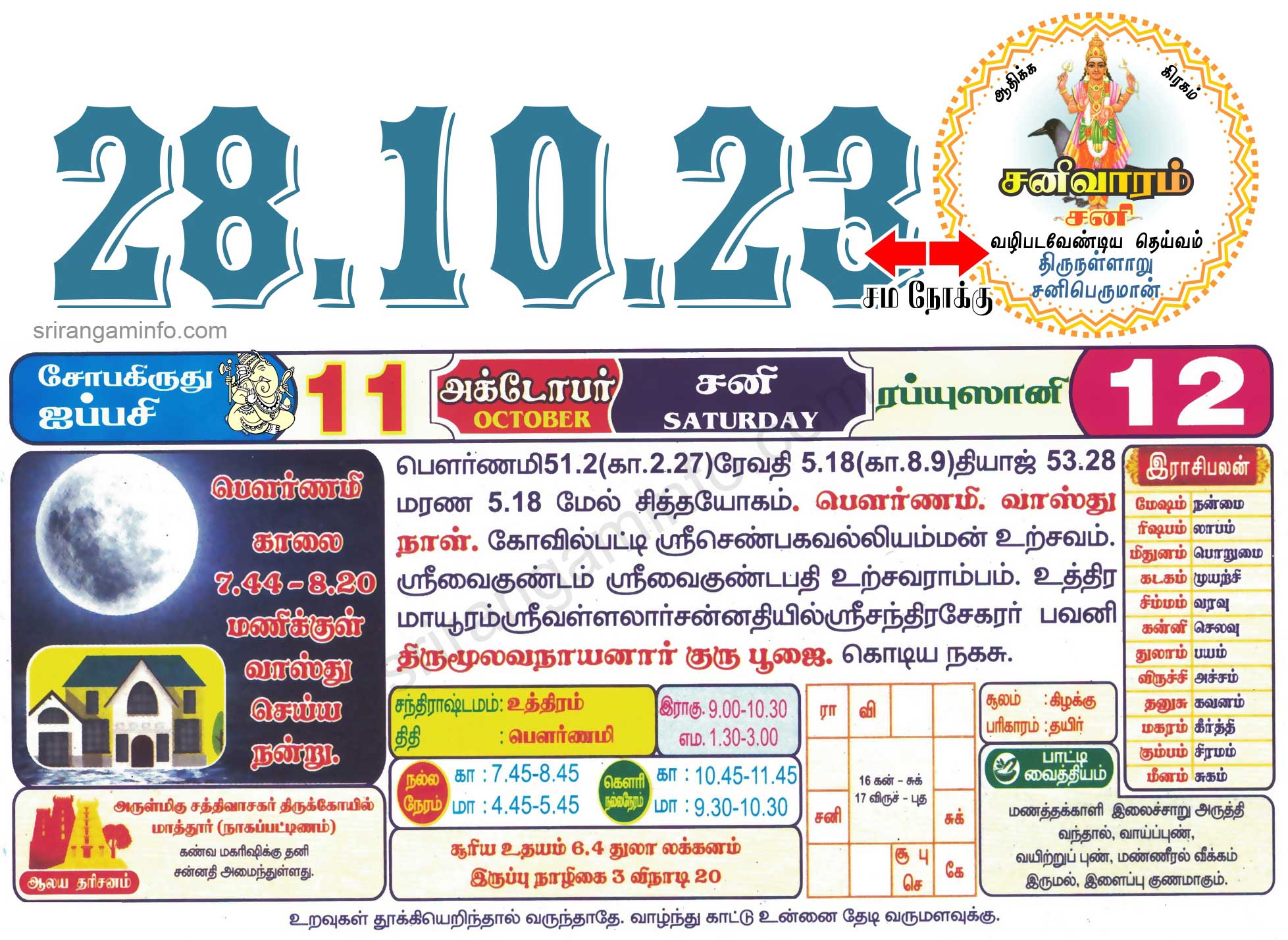 Tamil daily Calendar, Tamil Calendar